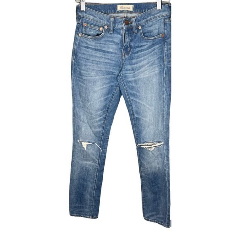 Madewell the slim boyfriend distressed ripped knee denim blue jeans F2240 sz 23